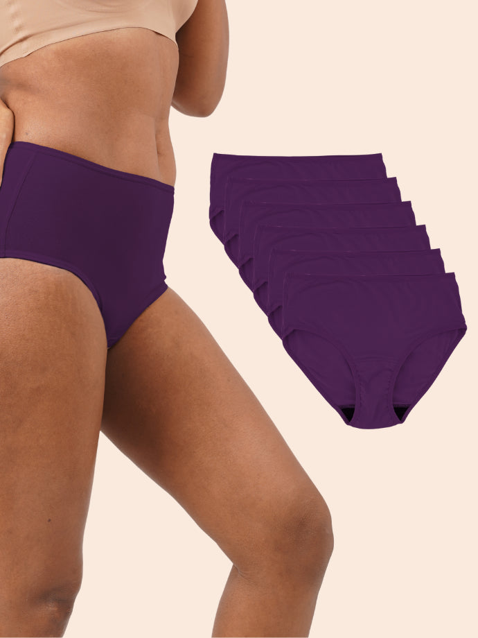 Pack of 6 - Moisture-Wicking Modal Fabric Underwear - Merlot Violet Midwaist