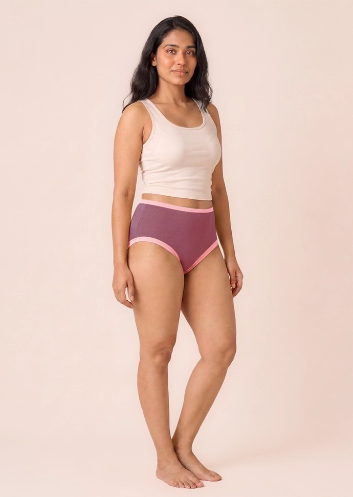 2 Pack - Mauve High-waist Cotton Absorbent Underwear