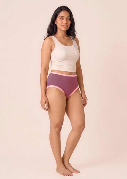 Mauve High-waist Cotton Absorbent Underwear