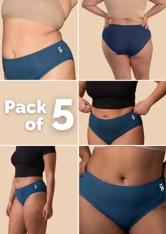5 Pack - Blue Bamboo Absorbent Underwear