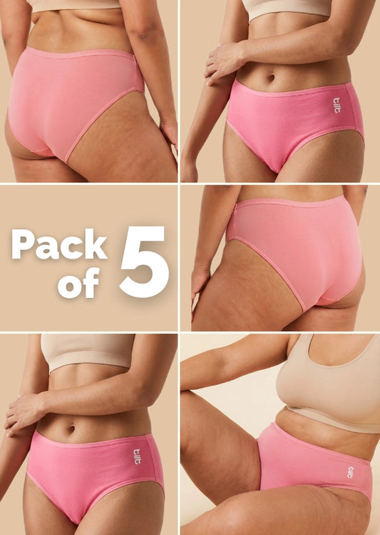 5 Pack - Pink Bamboo Absorbent Underwear