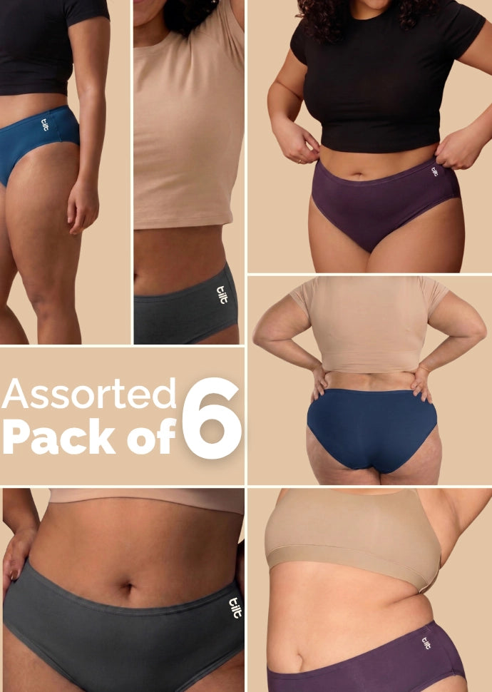 Assorted 6 Pack - Pop Bamboo Absorbent Underwear