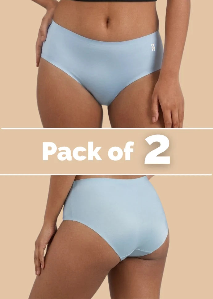 2 Pack - Blue Mid-waist Seamless Underwear