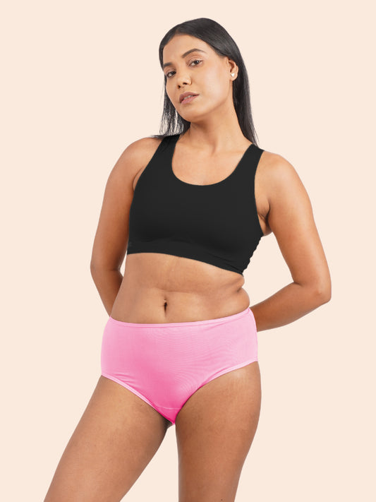 Moisture-Wicking Modal Underwear - Bubbles Pink Midwaist