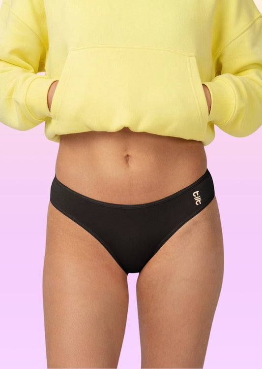 6 Pack - Teen! Low-waist Bamboo Absorbent Underwear - Black