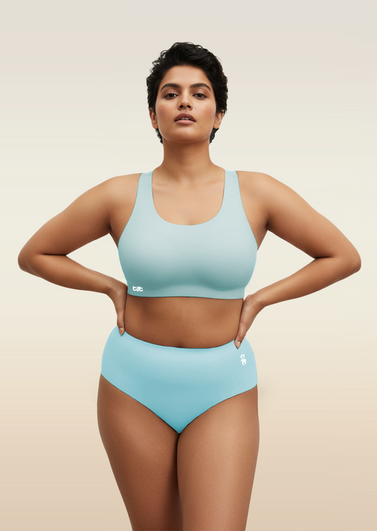 Blue Set - Fursat Racerback Bra & Seamless Underwear