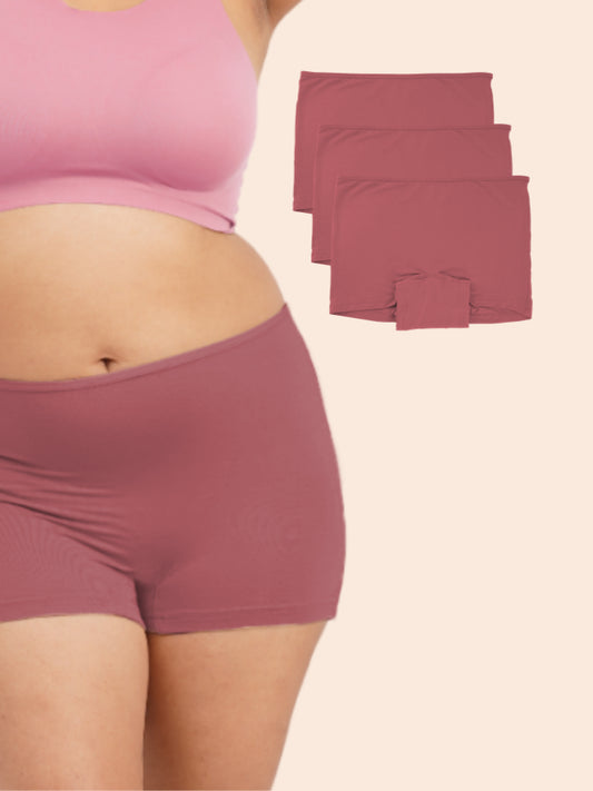 Pack of 3 - Moisture-Wicking Modal Fabric Boyshorts - Red