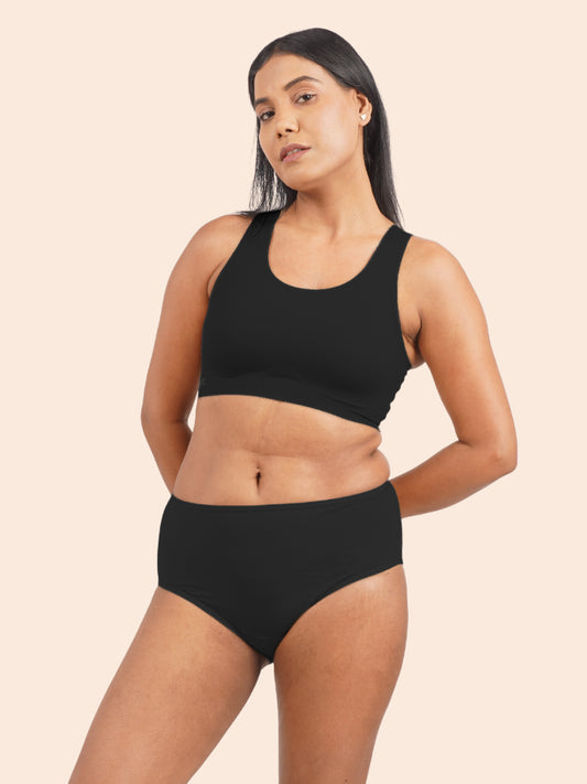 Moisture-Wicking Modal Underwear - Panther Black Midwaist
