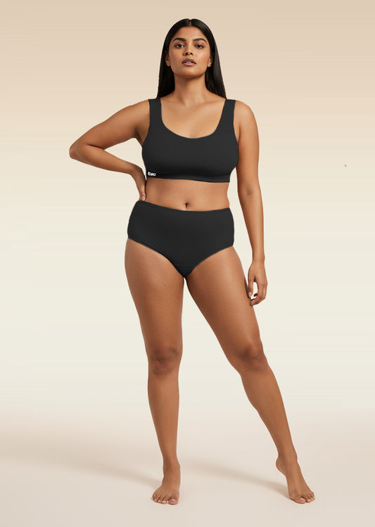 Black Set - Fursat Racerback Bra & Modal Underwear