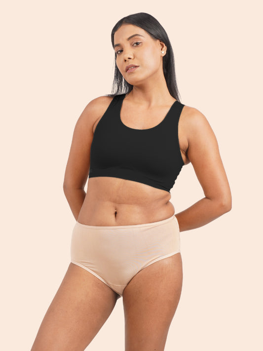 Pack of 6 - Moisture-Wicking Modal Fabric Underwear - Latte Beige Midwaist