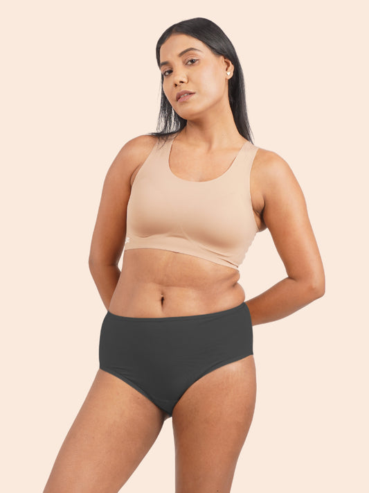 Moisture-Wicking Modal Underwear - Pepper Grey Midwaist
