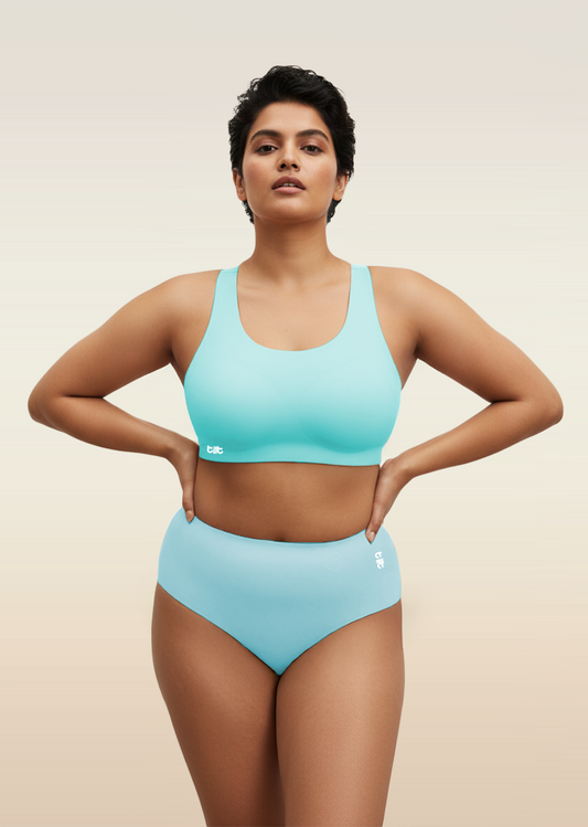 Blue Set - Fursat Racerback Bra & Seamless Underwear