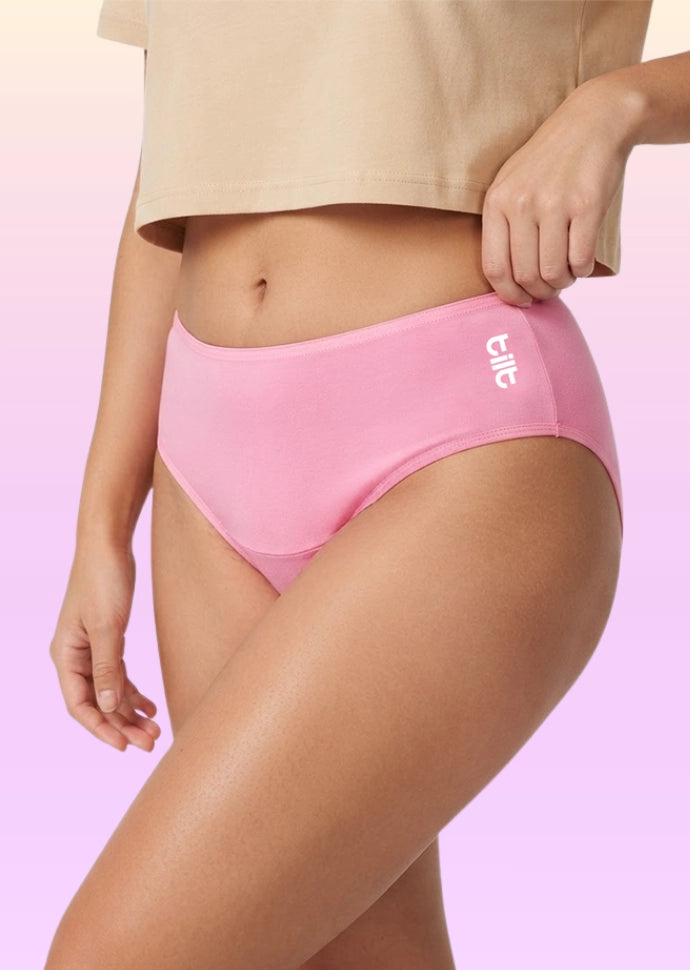 Teen! Mid-waist Bamboo Absorbent Underwear - Pink