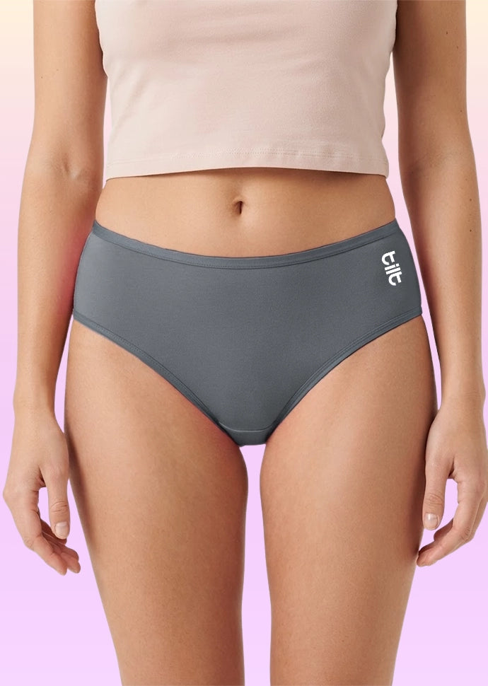 Teen! Mid-waist Bamboo Absorbent Underwear - Grey