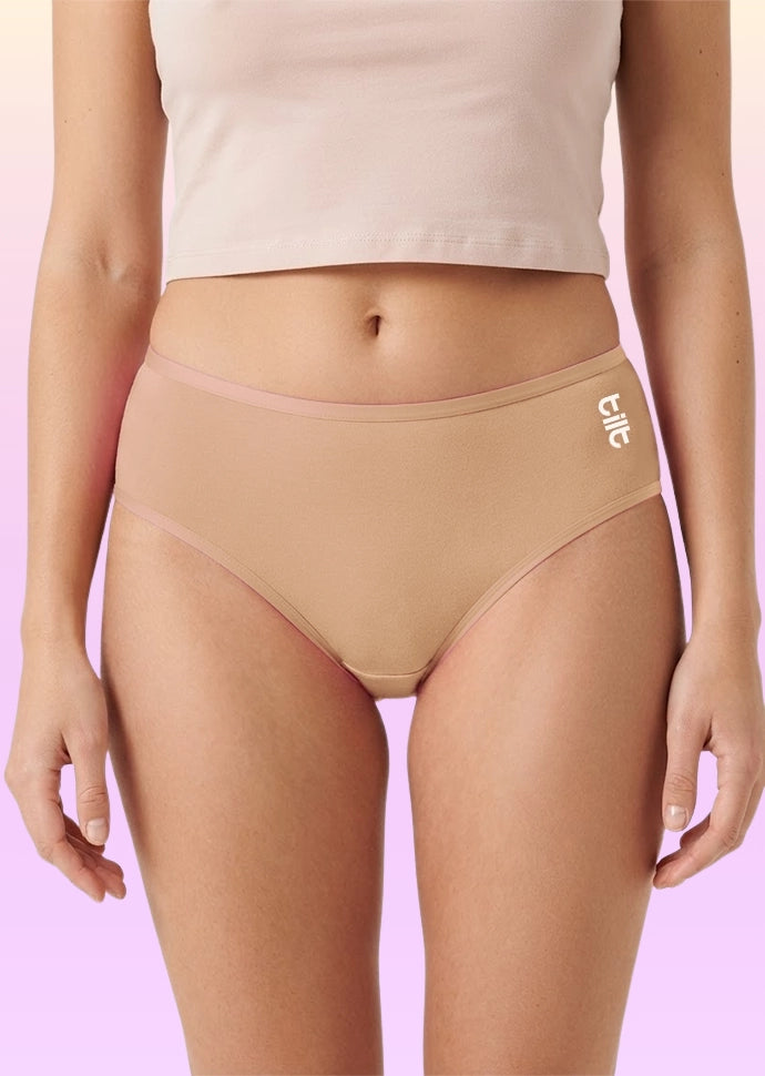 Teen! Mid-waist Bamboo Absorbent Underwear - Beige