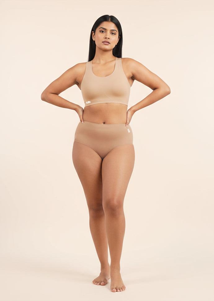 Beige Set - Fursat Crossback Bra & Seamless Underwear