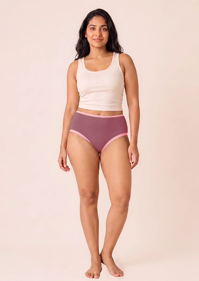 2 Pack - Mauve High-waist Cotton Absorbent Underwear