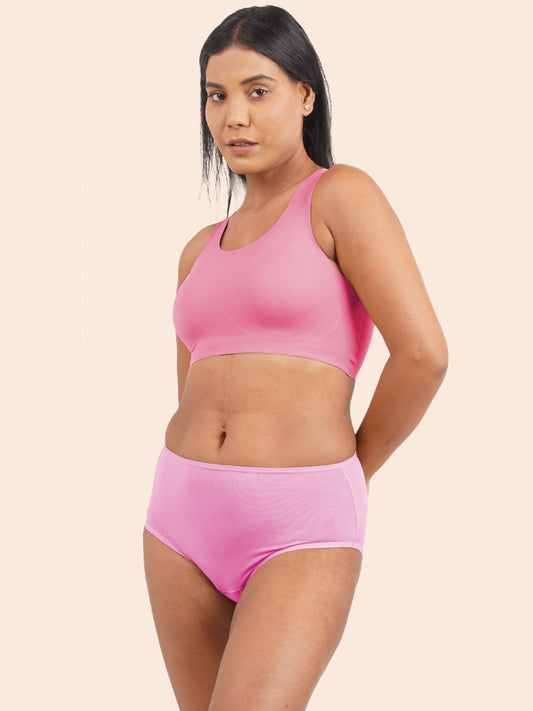 Tilt x Dr. Cuterus - Fursat Crossback Pink Bra and Modal Bubbles Pink Underwear Set
