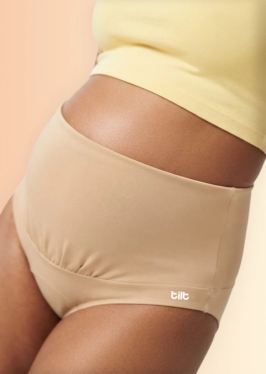 Leakproof Maternity Underwear Beige - Over Bump