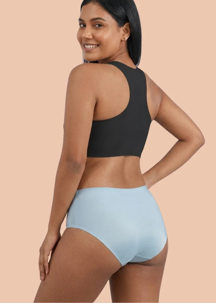 2 Pack - Blue Mid-waist Seamless Underwear