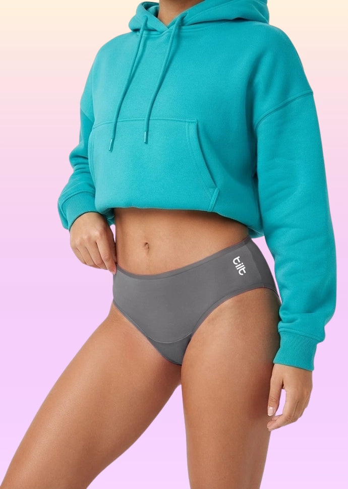 3 Pack - Teen! Mid-waist Bamboo Absorbent Underwear - Grey