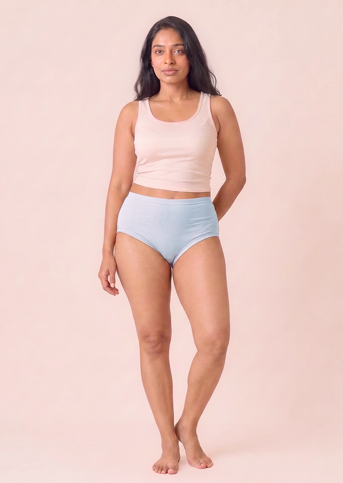 5 Pack - Blue High-waist Cotton Absorbent Underwear