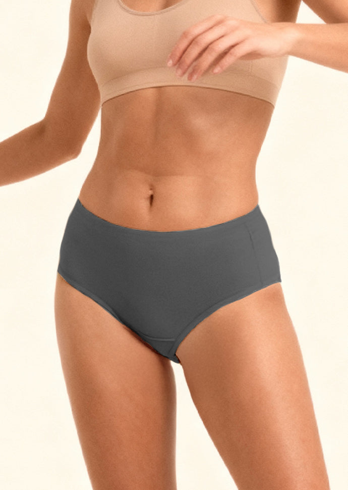 4 Pack - Grey Mid-waist Absorbent Underwear