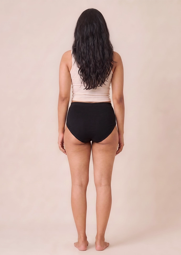 5 Pack - Black High-waist Cotton Absorbent Underwear