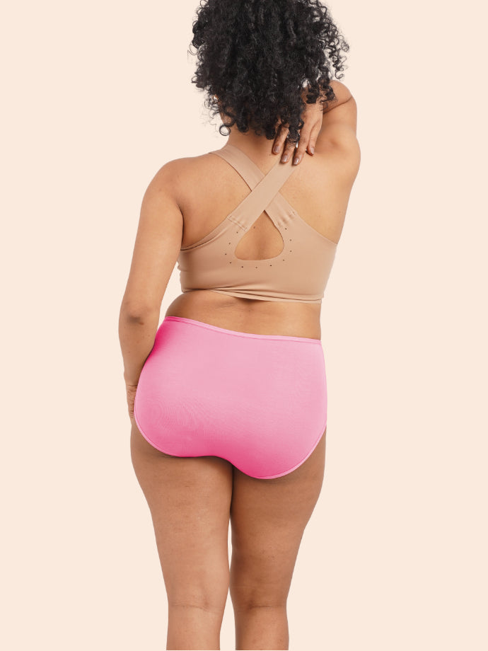 Pack of 3 - Moisture-Wicking Modal Fabric Underwear - Bubbles Pink Midwaist