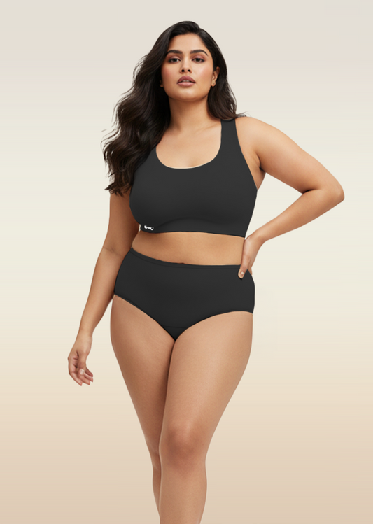 Black Set - Fursat Racerback Bra & Modal Underwear