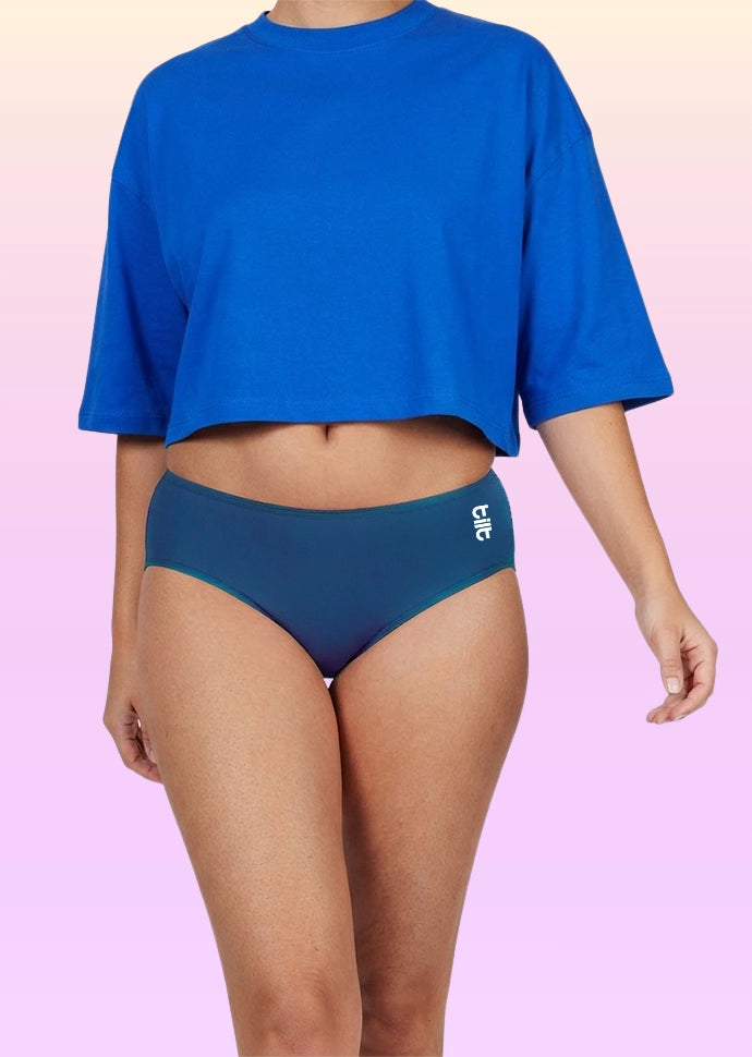 3 Pack - Teen! Mid-waist Bamboo Absorbent Underwear - Blue