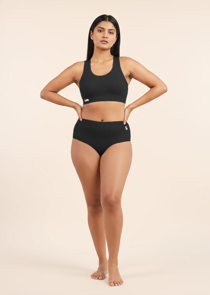 Black Set - Fursat Racerback Bra & Seamless Underwear