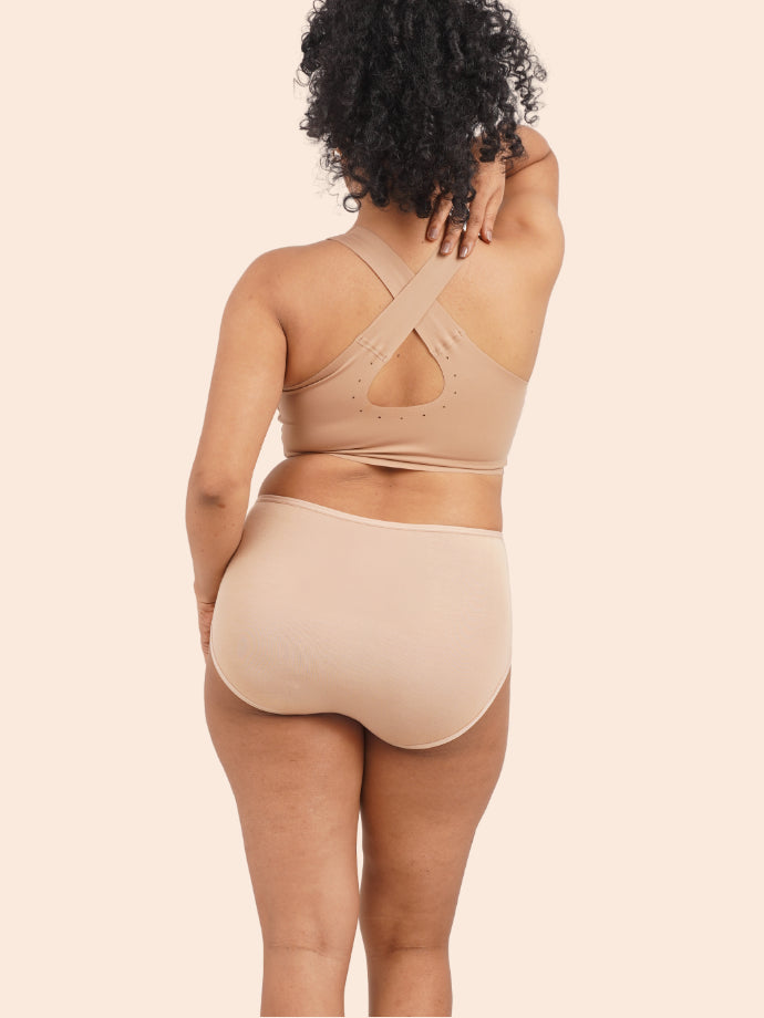 Pack of 6 - Moisture-Wicking Modal Fabric Underwear - Latte Beige Midwaist