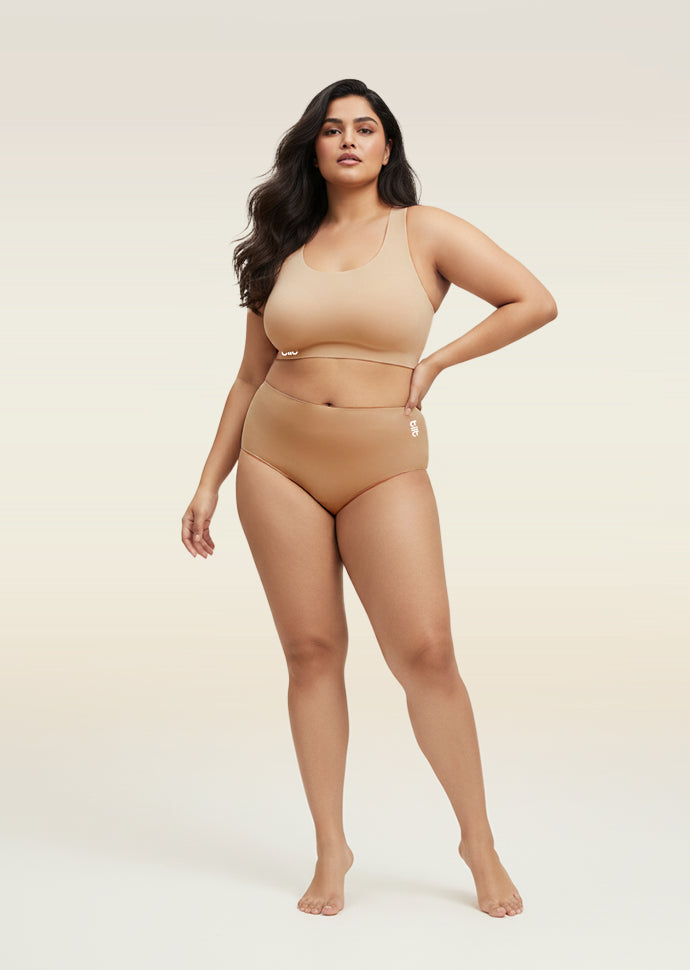 Beige Set - Fursat Crossback Bra & Seamless Underwear