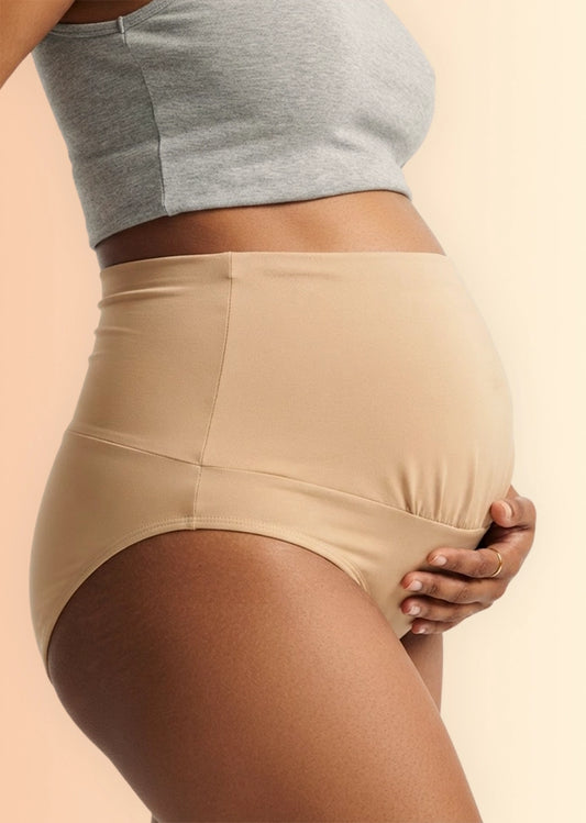 2 Pack - Leakproof Maternity Underwear Beige - Over Bump