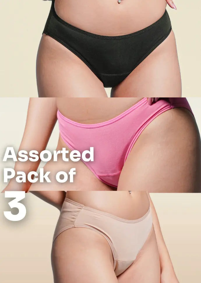 Assorted 3 Pack - Low-waist Absorbent Underwear
