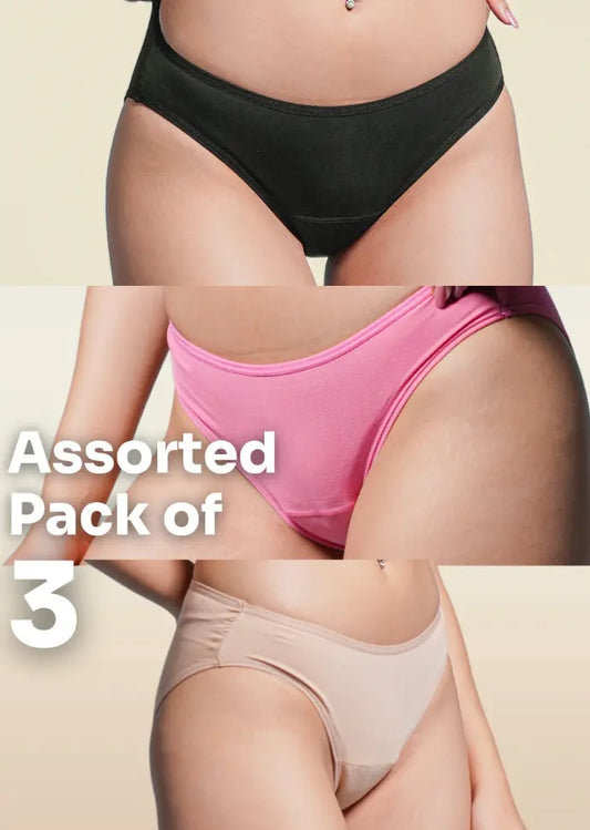 Assorted 3 Pack - Low-waist Absorbent Underwear