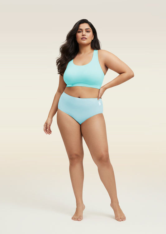 Blue Set - Fursat Racerback Bra & Seamless Underwear