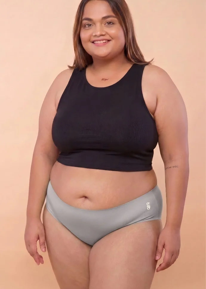 4 Pack - Grey Mid-waist Seamless Underwear