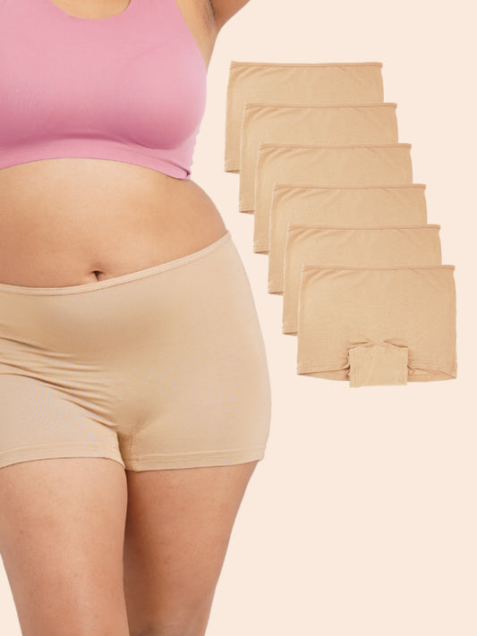 Pack of 5 - Moisture-Wicking Modal Fabric Boyshorts - Beige