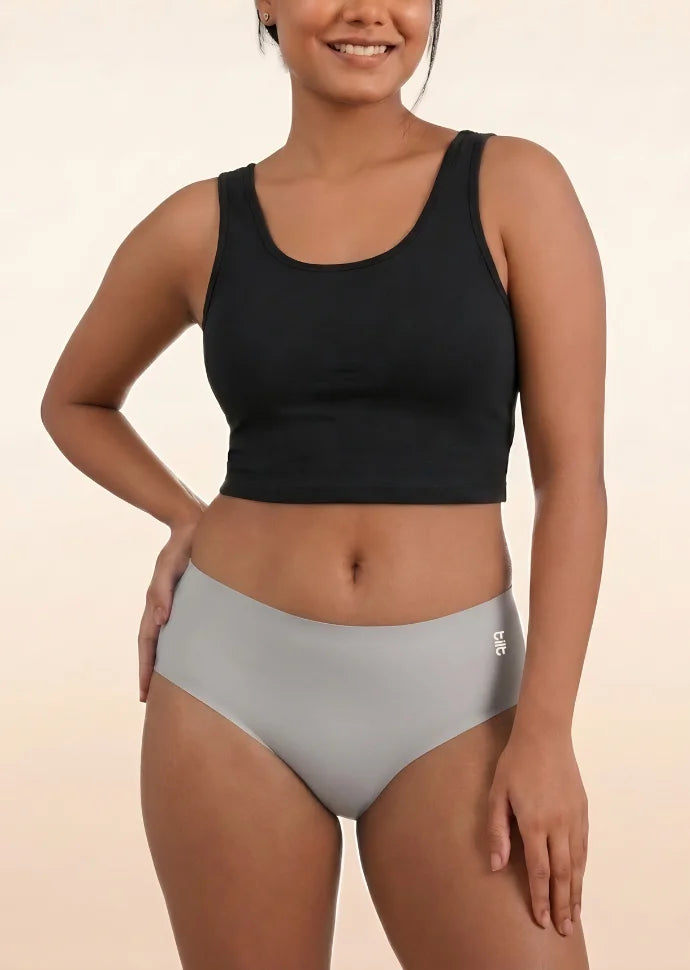 Grey Mid-waist Seamless Underwear