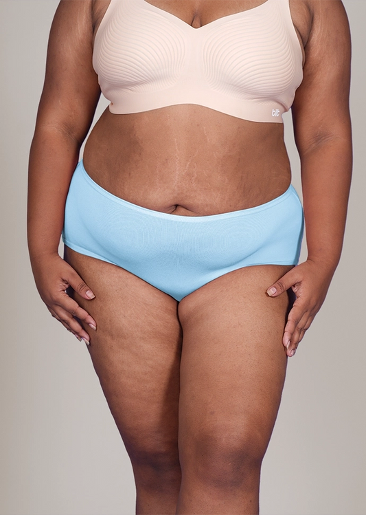 Blue High-waist Cotton Absorbent Underwear