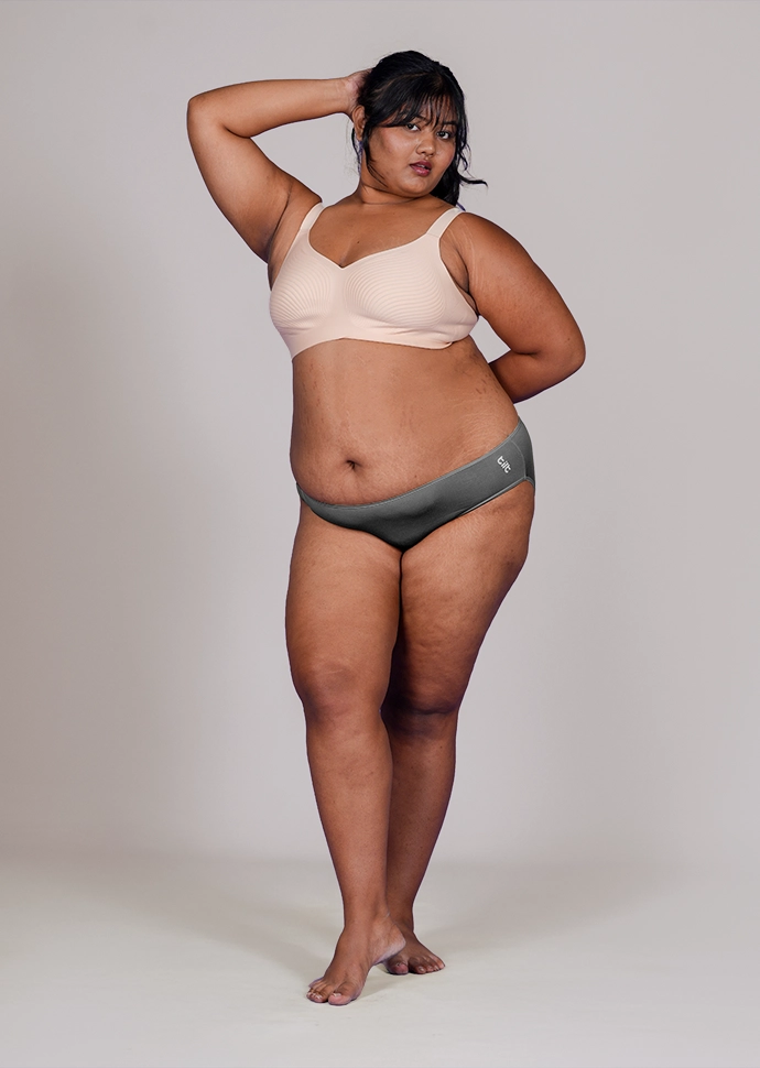 3 Pack - Grey Low-waist Bamboo Absorbent Underwear
