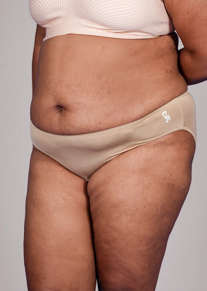 Beige Low-waist Bamboo Absorbent Underwear
