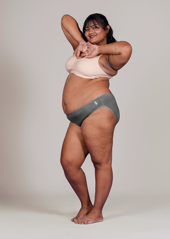 3 Pack - Grey Low-waist Bamboo Absorbent Underwear