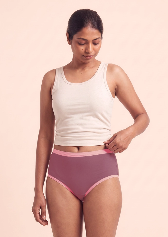 2 Pack - Mauve High-waist Cotton Absorbent Underwear