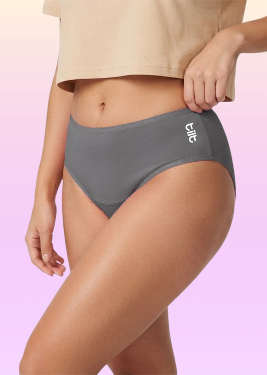 3 Pack - Teen! Mid-waist Bamboo Absorbent Underwear - Grey