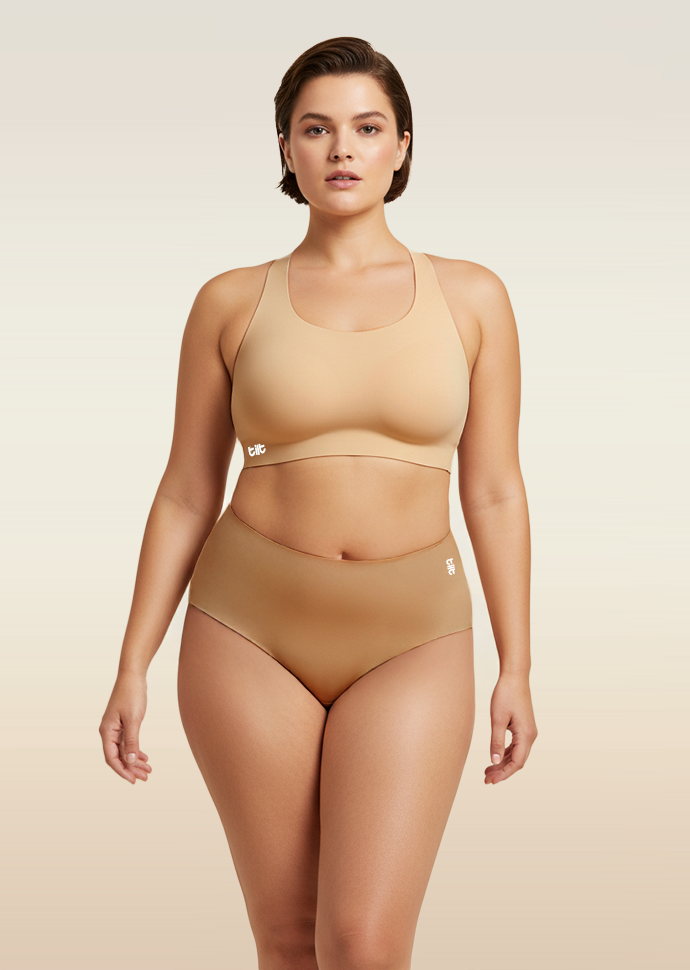 Beige Set - Fursat Crossback Bra & Seamless Underwear