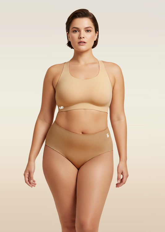 Beige Set - Fursat Crossback Bra & Seamless Underwear