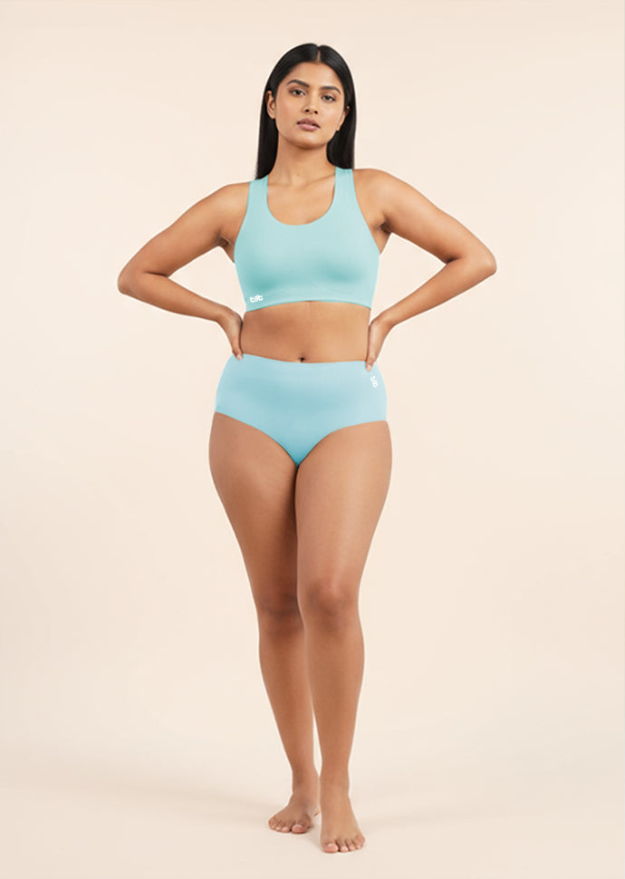 Blue Set - Fursat Racerback Bra & Seamless Underwear